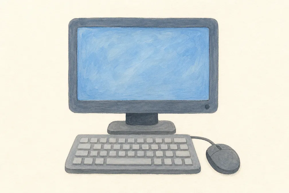 Illustrated computer flashcard