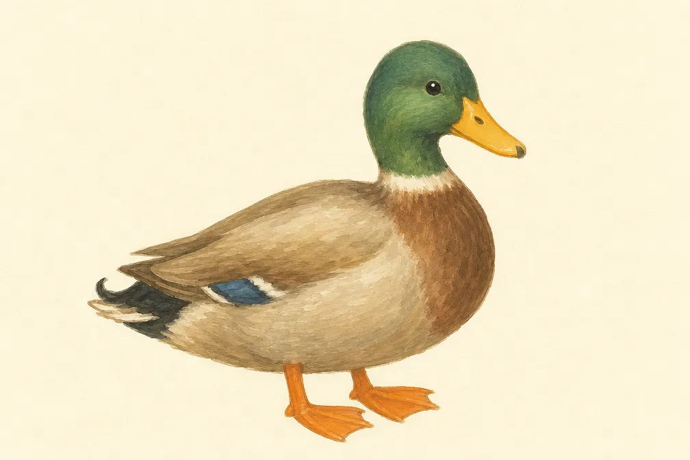Illustrated duck flashcard