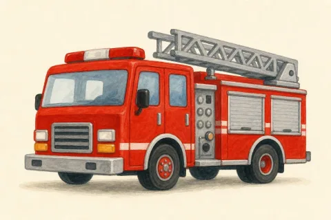 fire truck — the illustration on its card