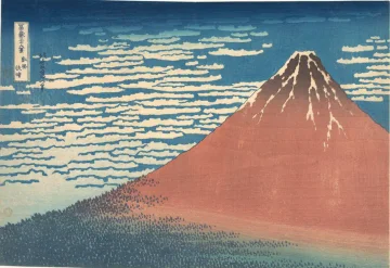 The Red Mountain by Hokusai