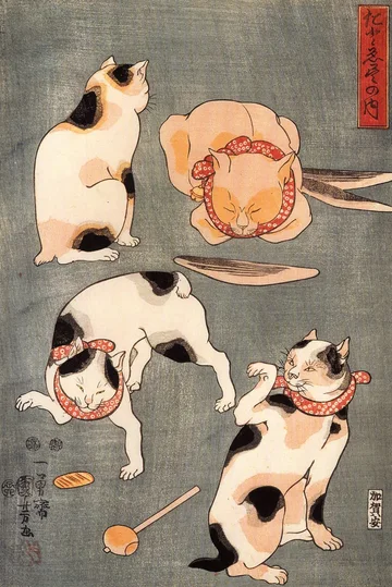 The Four Cats by Kuniyoshi