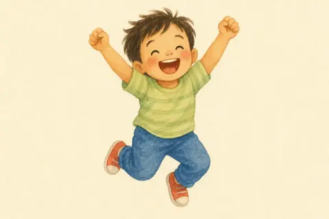 An excited child — the word card for excited