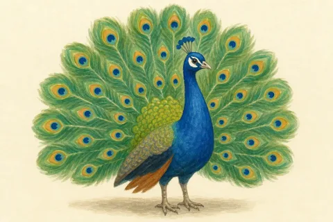 peacock — the illustration on the Pfau card