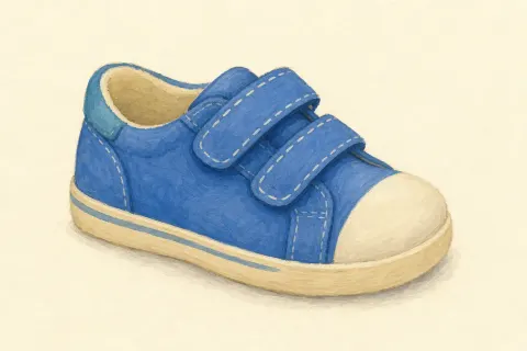 A blue sneaker, the illustration on the zapato card