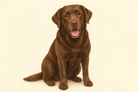 A friendly cartoon dog sitting and looking up