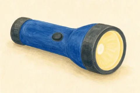 A flashlight shining a beam of light