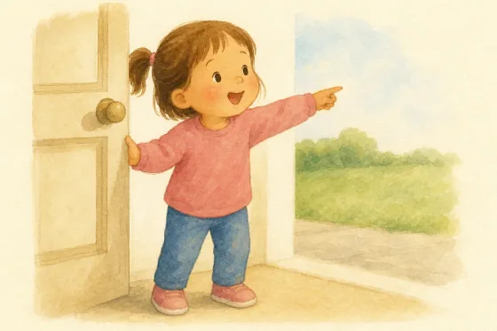 I want to go outside. — the illustration on its card