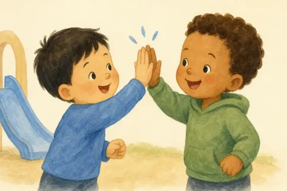 High five! — the illustration on its card
