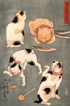 The Four Cats by Utagawa Kuniyoshi
