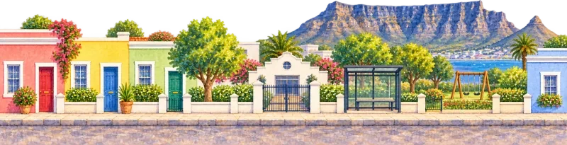 The street in Cape Town, with Table Mountain