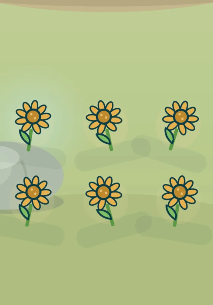 Touch and grow: six sunflowers grown one at a time in the meadow