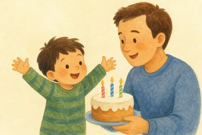 Illustrated phrase card: Happy birthday!